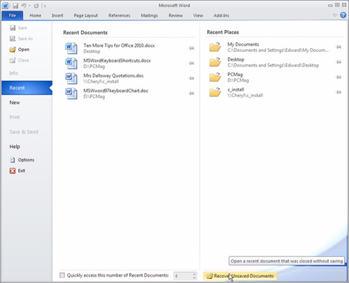 recovering word documents