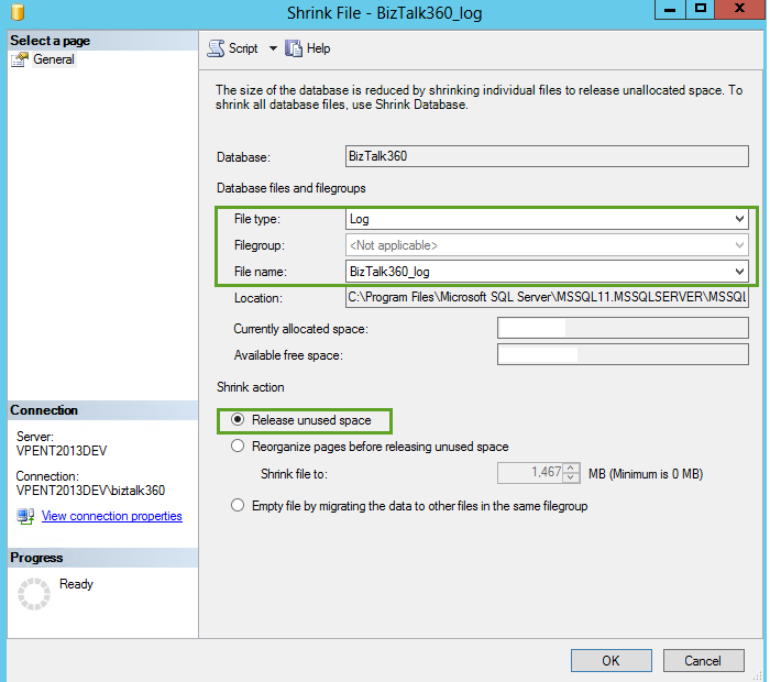 biztalk360 huge sql log file size biztalk360 support how to shrink picture file size