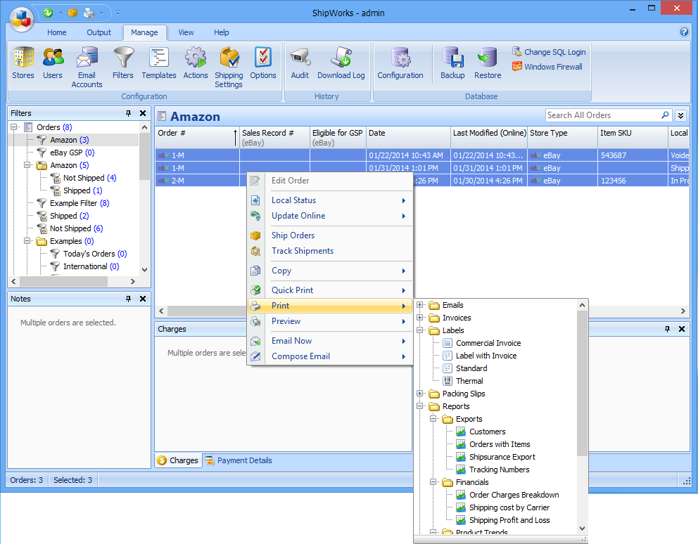 Printing a Report (Manual Method) ShipWorks Support