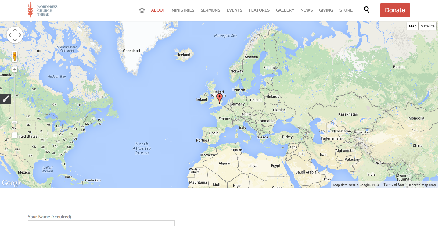how to change the google map in the contact us page church and edit us map
