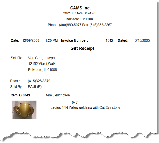 Print a Gift Receipt Management Solutions Software LLC