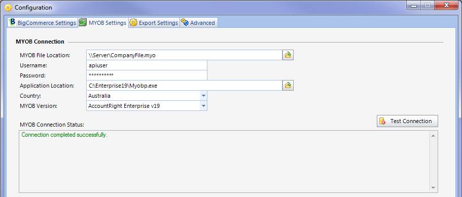 Configuration MYOB Settings Configuration MYOB Setup.png