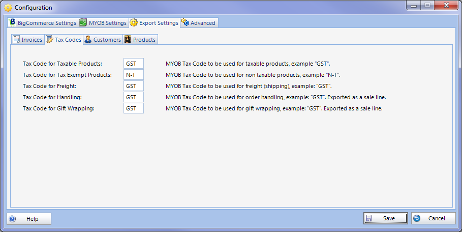 Tax Code Settings Configuration Export Tax Codes Setup.png